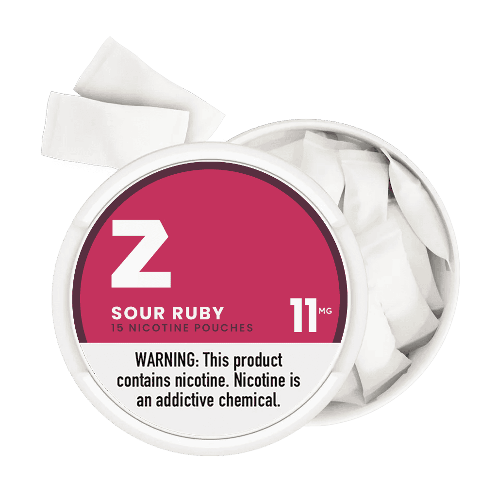 Nicotine pouches ZIM Sour Ruby flavor for stress relief and relaxation.