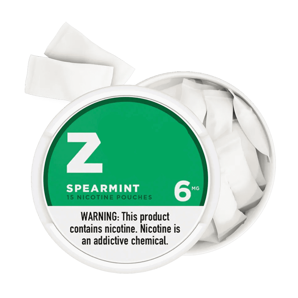 Fresh ZYN Spearmint Nicotine Pouches, 15-count container, nicotine replacement aid.